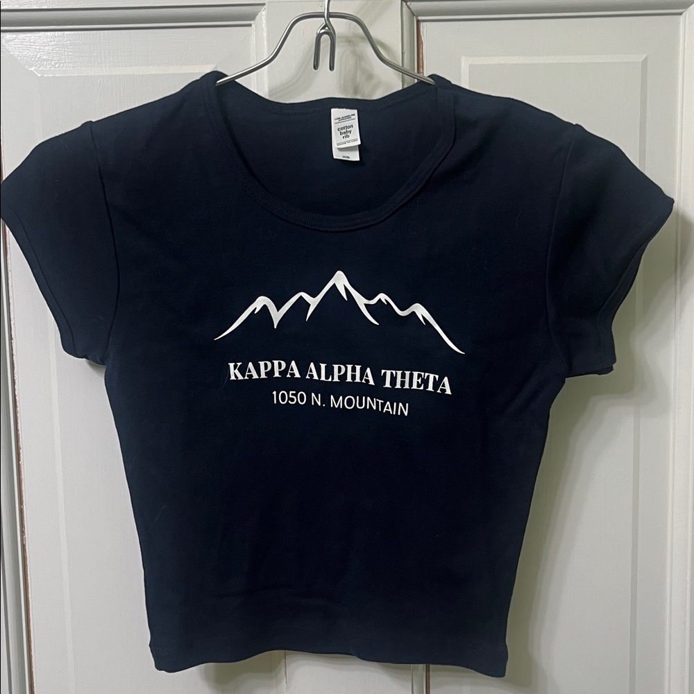 Dark Blue Black Kappa Alpha Theta Crop Top Cap-sleeve Baby-T Los Angeles apparel